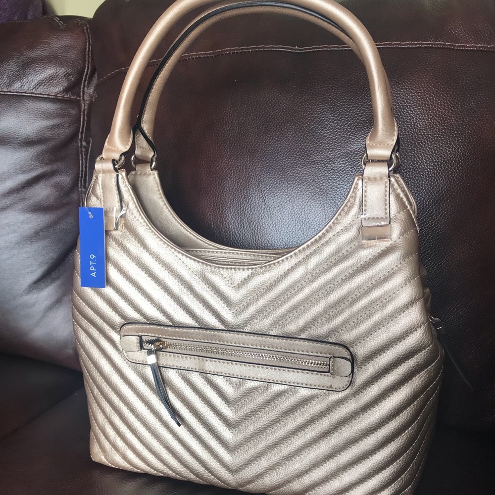 Brand New with Tags, Apt 9 shoulder bag. Champagne gold color!